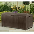 thumbnail image 2 of Suncast DBW7300 73 Gallon Wicker Resin Patio Storage Deck Box, Mocha (Open Box), 2 of 3