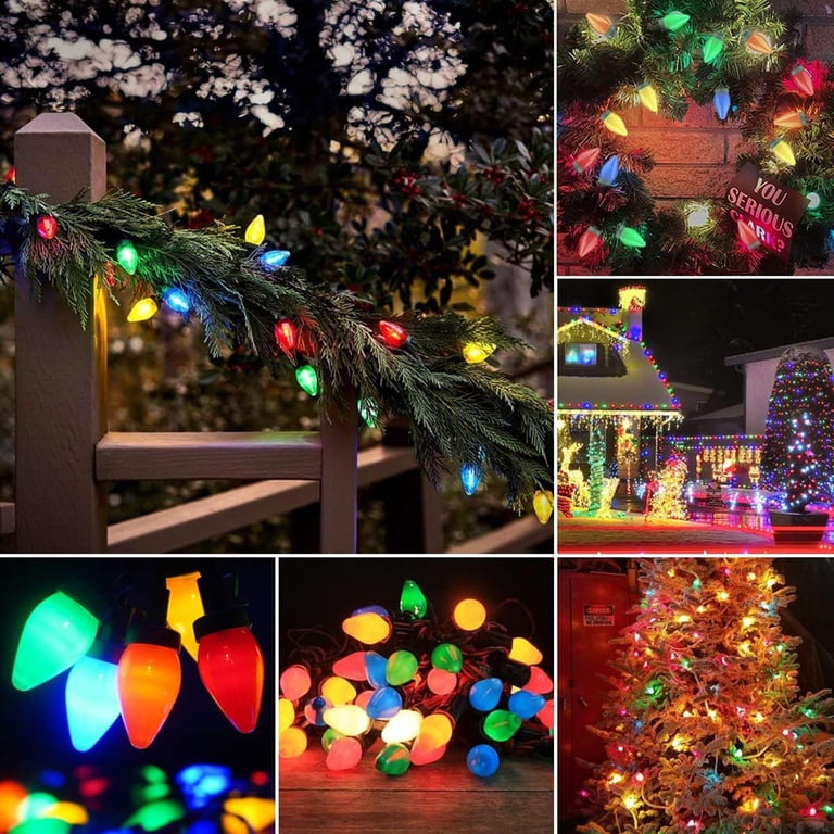 16ft C7 Vintage Christmas String Lights - 10 Multicolor LED Bulbs, Outdoor/Indoor, IP44 Waterproof