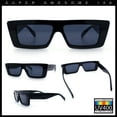 thumbnail image 3 of Womens 80s Mod Square Cat Eye Narrow Rectangle Thick Plastic Sunglasses All Black, 3 of 8