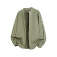 thumbnail image 5 of ZCFZJW Mens Dress Shirts Wrinkle Free Dress Shirts for Men Casual Rolled-up Long Sleeve Button Down Shirts Banded Collar Shirts Army Green L, 5 of 6
