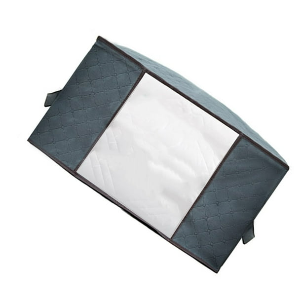 Yuarrent Soporte de almacenamiento de ropa con ventana transparente Estuche de transporte plegable no tejido Organizador de gabinete resistente Mantas Almacenamiento y organización del hogar Yuarrent HA065546-00