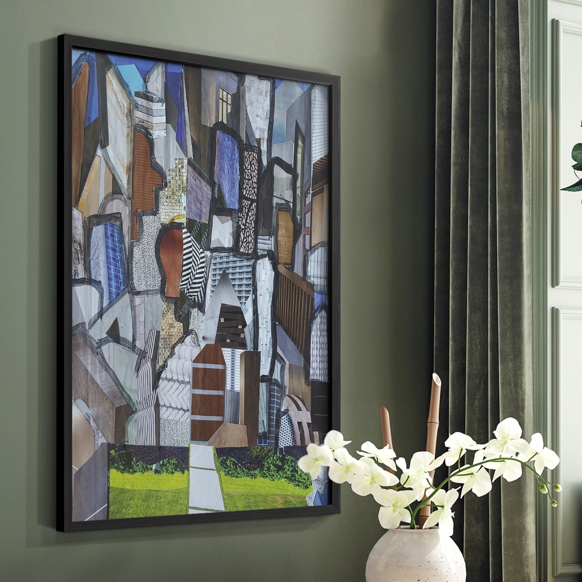 Chicago Grant Park Framed Print in Black Solid Wood Framed Print No Nail Hanging