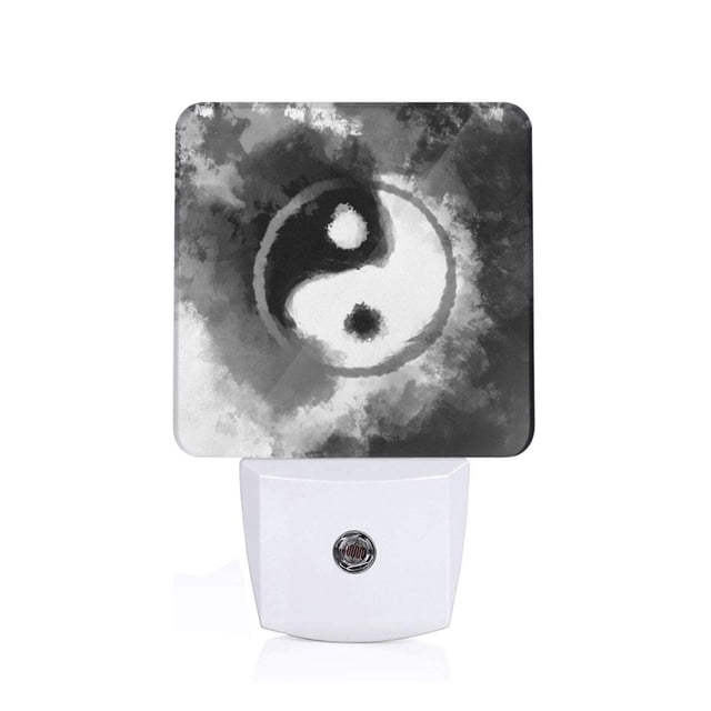 Fotbe Yin And Yang Luz Nocturna LED, Luz de Noche con Sensor de Luz Natural de Anochecer a Amanecer, Se Enchufa a la Pared, Blanco Cálido 0.5W-US