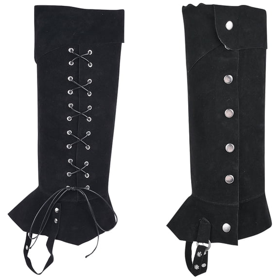 2PCS Pirate Covers Medieval Leg Guards Gaiters Vintage Renaissance Boots Leg Wraps Black Leather Adjustable Tops Shoe Cover for making