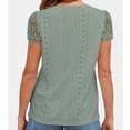 thumbnail image 3 of Blusa hueca de manga corta, camiseta de manga corta con escote en V y encaje de crochet Camiseta de cuello en V con encaje de crochet Rendimiento potente, 3 of 5