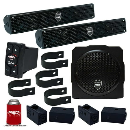 Wet Sounds - Two Stealth 6 Surge Soundbars, 1.75" Pipe Mounting Hardware, 8" Sub AS-8 & WW-BTRS Bluetooth Controller
