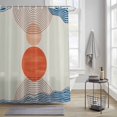 thumbnail image 3 of Orange Circle Shower Curtain, Blue Brown Line Sun Modern Abstract Beige Waterproof Shower Curtain Set with 12 Hooks Lightweight Bath Curtains Fabric Bathroom Decor 72x78 Inches, 3 of 9