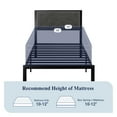 thumbnail image 6 of Allewie Twin Size Metal Platform Bed Frame with Tufted Diamond Stitched Fabric Headboard, Dark Grey, 6 of 7