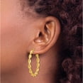 thumbnail image 3 of Sterling Silver Gold Flash Plated Patterned Twisted 4X35mm Hoop Earrings (31 X 35) Made In India qe6663, 3 of 5
