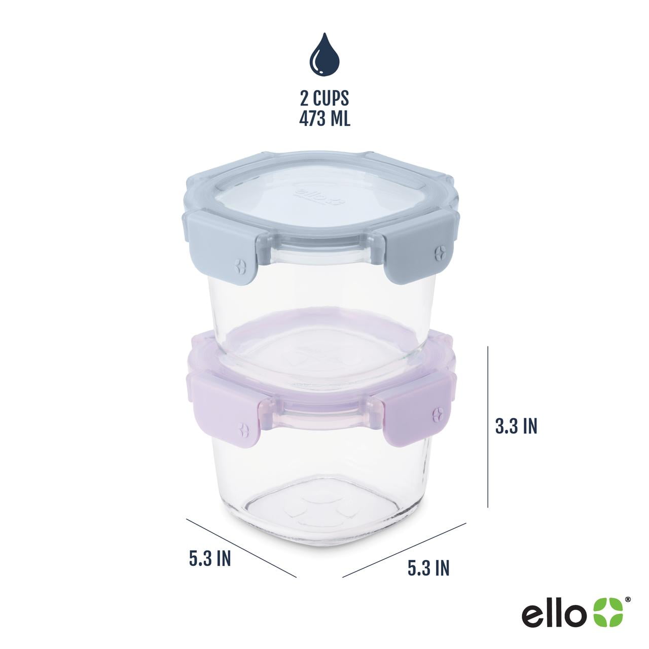 (2 pack) Ello Color Lock Clear Glass Leak-Proof Food Storage Container (2 Count)