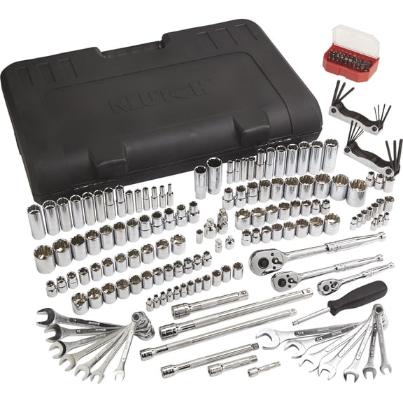 Klutch SAE/Metric Mechanic's Tool Set, 1/4in., 3/8in. and 1/2in. Drive, 189-Pc.