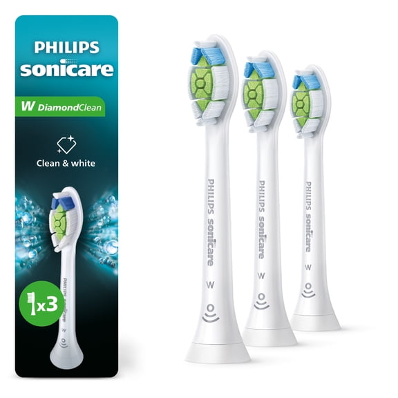 Philips Sonicare W Diamondclean - Genuine Replacement Electric Toothbrush Heads, White, 3 Pack, HX6063/65