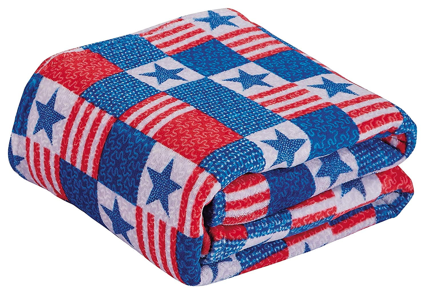 Décor&More American Pride Collection Microplush Throw Blanket (50' x 60') - Patriotic Patchwork