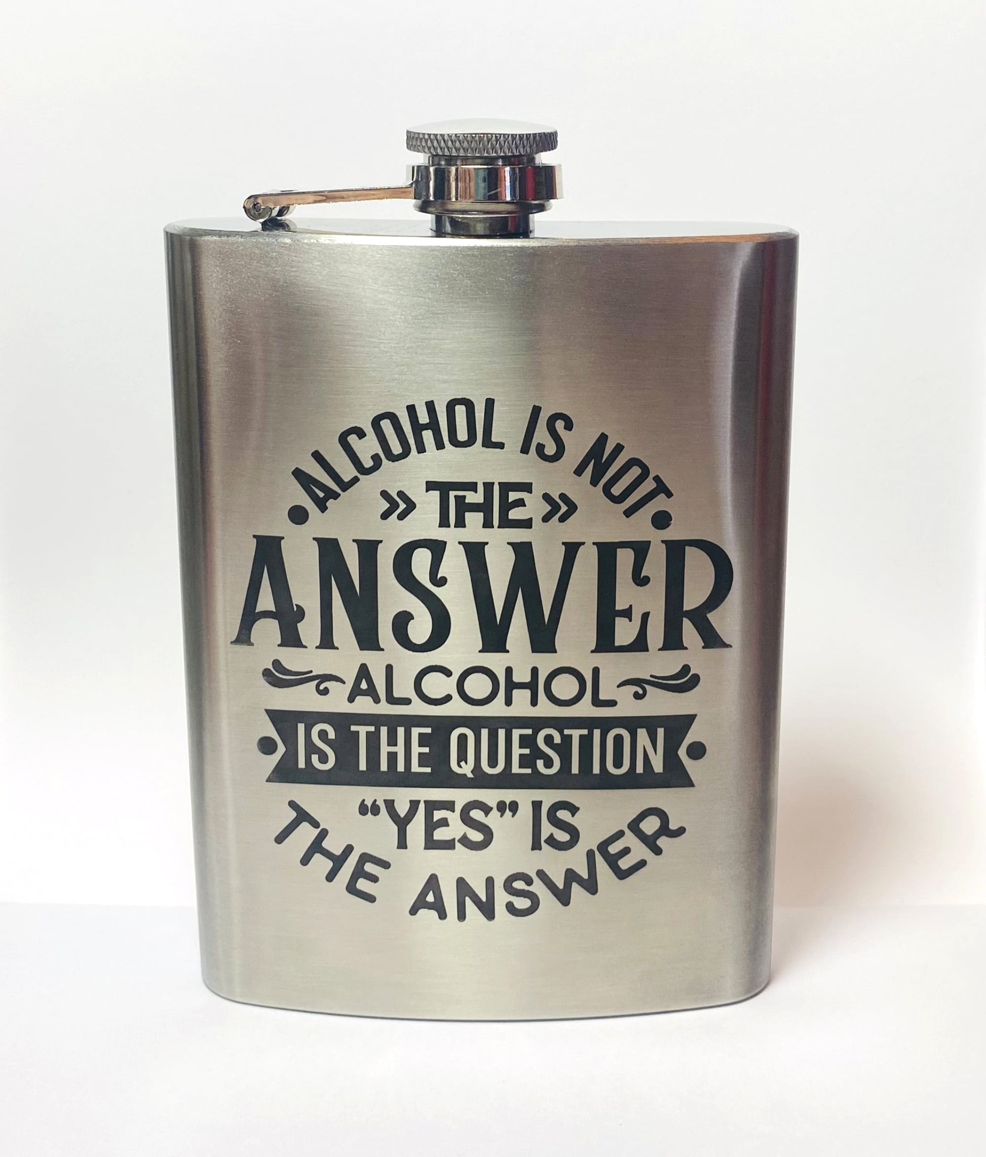 FUNNY FLASKS 8 oz. Stainless Steel Hip Flasks with Novelty Saying