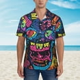 thumbnail image 4 of Lsque Neon Graffiti Urban Art pattern Hawaiian Shirt for Men, Unisex Summer Beach Casual Short Sleeve Button Down Shirts-X-Large, 4 of 9
