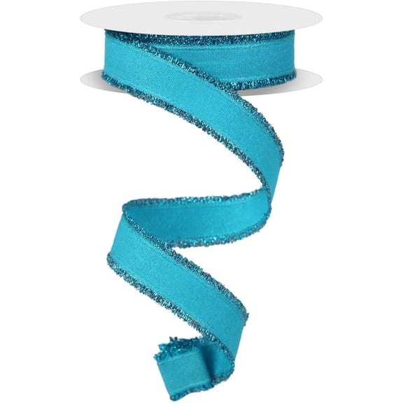 7/8" Fuzzy Edge Ribbon: Turquoise (10 Yards)