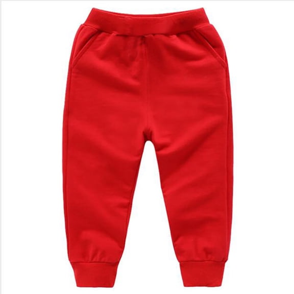 NOEGOEU Toddler Baby Boys Sweatpants Active Fleece Joggers with Pockets Elastic Waist for 6M-7Y (Red,6-12 Months)