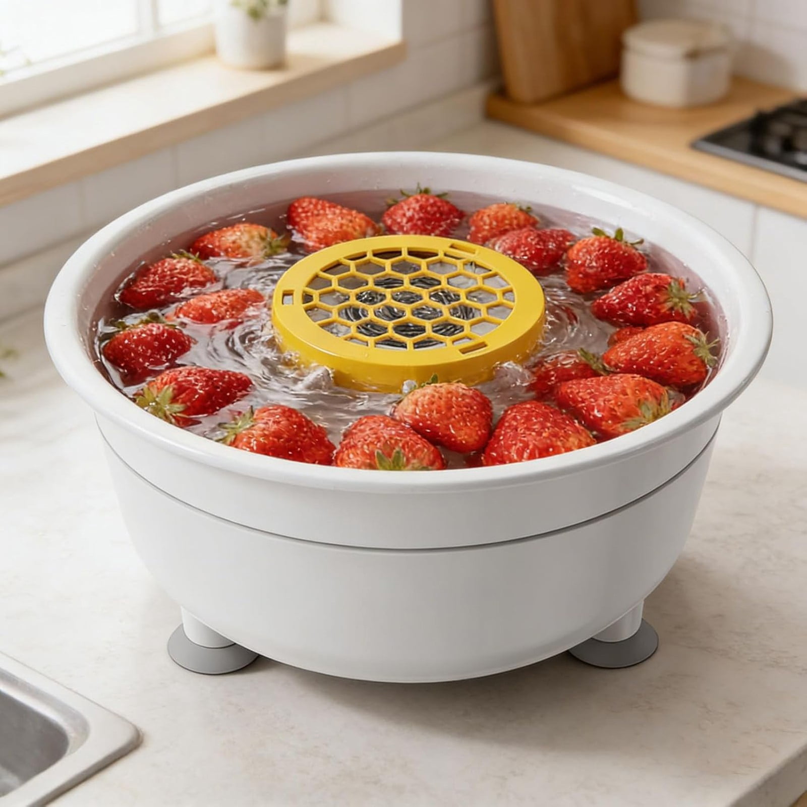 Fruit and Vegetable Washing Machine, 2026 Upgrade Titanium Electrolysis Purification Fruit Cleaner Device for Fresh Fruits Veggies & Seafood, IPX7 Waterproof, Extend Freshness