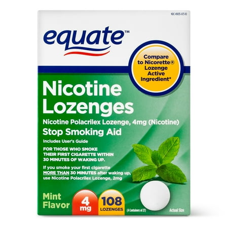 Equate Nicotine Lozenges, Mint Flavor, 4 mg, 108 (Best Smoking Cessation Aids)