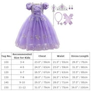 IBTOM CASTLE Little Girls Princess Halloween Cosplay Outfits for Kids Party Fancy Dress up Long Evening Gown 7-8 Years Purple