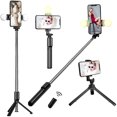 thumbnail image 1 of Selfie Stick Tripod with Fill Light,Phone Tripod Stand with Wireless Remote Control and 360°rotation,Compatible All Types of Mobile Phone,Android iPhone12pro/12/12mini 11pro/11/XR XS/XS Max Black, 1 of 9