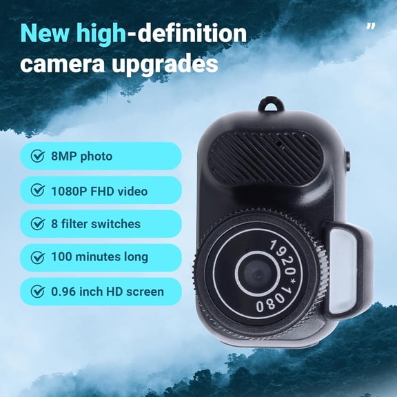 Ginpey Digital Mini-Size Camera and Video Recorder 1080HD 2MP with Keychain, 32 GB SD Card and Card Adapter