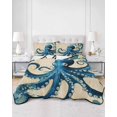 thumbnail image 3 of Vintage Blue Octopus Twin Size Down Alternative Comforter, Lightweight Comforter Quilt Bedding Set with Pillow Shams Summer Coastal Ocean Wave All Seasons Bed Comforter Duvet Insert 68"x86", 3 of 7