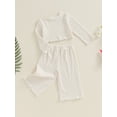 thumbnail image 5 of Caoirhny Toddler Baby Girls Pants Set 6 12 18 Months 2T 3T 4T Long Sleeve Crew Neck T-shirt with Pants Clothing Set Fall Outfit, 5 of 9
