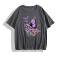 thumbnail image 3 of Summer Fashion Women 2025 Tops Short Sleeve Shirts Crew Neck Cute Trendy Tunic Blouses Daisy Dragonfly Graphic Tops Y2K Over 30 40 50 My Items Orders, 3 of 4