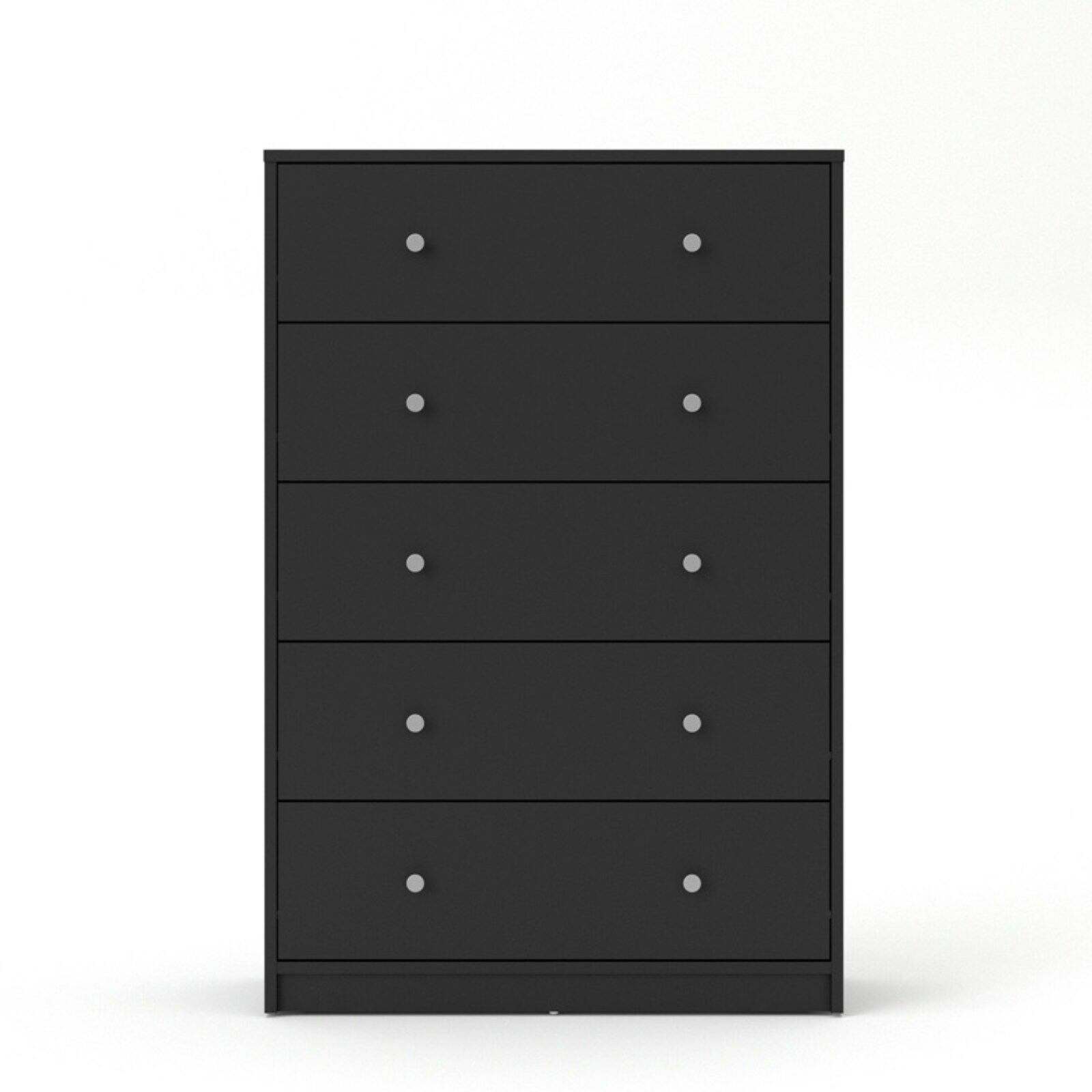 black wood 5 drawer chest