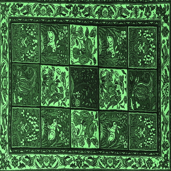 Ahgly Company Indoor Square Animal Emerald Green Traditional Area Rugs, 5' Square