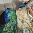 thumbnail image 4 of Creowell Peacock Flowers Lightweight Flannel Blanket for All Seasons 30x40in, 4 of 7