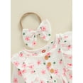 thumbnail image 5 of Musuos Newborn Girl Basic Outfit, 3M 6M 9M 12M Long Sleeve Crew Neck Floral Romper with Hairband Spring Fall Casual Clothes, 5 of 8