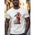 thumbnail image 2 of Cartoon Rooster Men's T Shirts T-Shirt for Men Crew Neck Tees Cotton Tops, White, L, 2 of 7