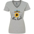 thumbnail image 3 of Inktastic Bee Kind Bees and Sunflower Women's V-Neck T-Shirt, 3 of 5
