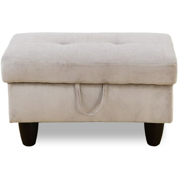 Linen Storage Ottoman Bench, Storage Chest, Foot Rest Stool, White