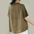 thumbnail image 5 of Dazajoo Womens Cotton Linen V Neck Tops Vintage Embroidered Button T Shirt Summer Beach Casual Loose Short Sleeve Blouse,Khaki,XL, 5 of 5
