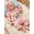 thumbnail image 6 of BemeyourBBs Newborn Baby Summer Clothes Baby Girl Fathers Day Outfit I Love You Daddy Letters Elephant Short Sleeve Ruffled Romper Jumpsuit and Bow Headband 2 Piece Set, 6 of 9