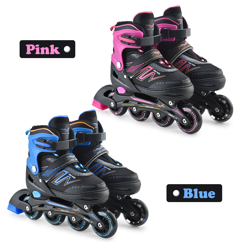 Aceshin Inline Skates Kids Black Rollerblades Adjustable Illuminating Wheels Safe and Durable for Boys and Girls 