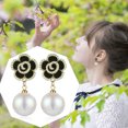 thumbnail image 3 of KDSJSXW Stud Pearl Earrings Fashion Personality Temperament Camellia Pearl Drop Earrings for Women Jewelry Gifts Big Pearl Earrings Pearl Gold Earrings Pierced Earrings for Women(A,One Size), 3 of 6
