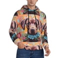 thumbnail image 2 of Uemuo Painted Flower Puppy Pattern Men's Hoodie - Casual Pullover Hoodie with Kangaroo Pocket, Stylish Hooded Sweatshirt for Everyday Wear-4X-Large, 2 of 7
