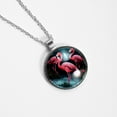 thumbnail image 4 of Flamingo Elegant Glass Circular Pendant Necklace - Women's Jewelry, 4 of 5