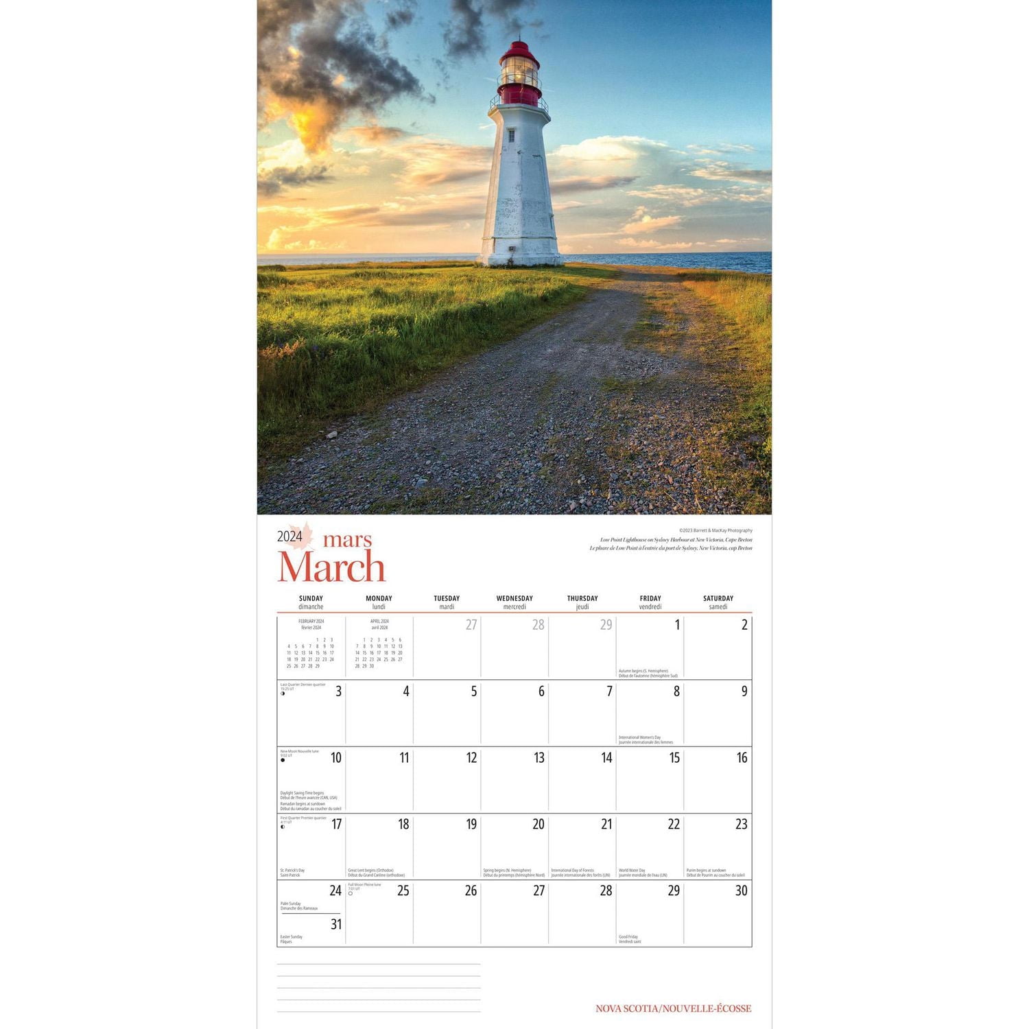 Wyman Publishing Nova Scotia 2024 12x24 Inch Square Wall Calendar, 9781525611582