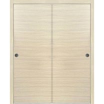 Sliding Closet Bypass Doors 36 x 96 inches | Planum 0010 Natural Veneer | Sturdy Rails Moldings Trims Hardware Set | Wood Solid Bedroom Wardrobe Doors
