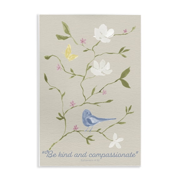 Stupell Industries Floral Be Kind & Compassionate Quotes and Sayings Painting Unframed Art Print Wall Art, 10 x 15