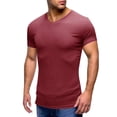 thumbnail image 1 of Camiseta de cuello en V ajustada para hombre: camiseta elástica de manga corta para culturismo, 95 % poliéster, 5 % elastano, tejido de canalé para el gimnasio y el entrenamiento., 1 of 6