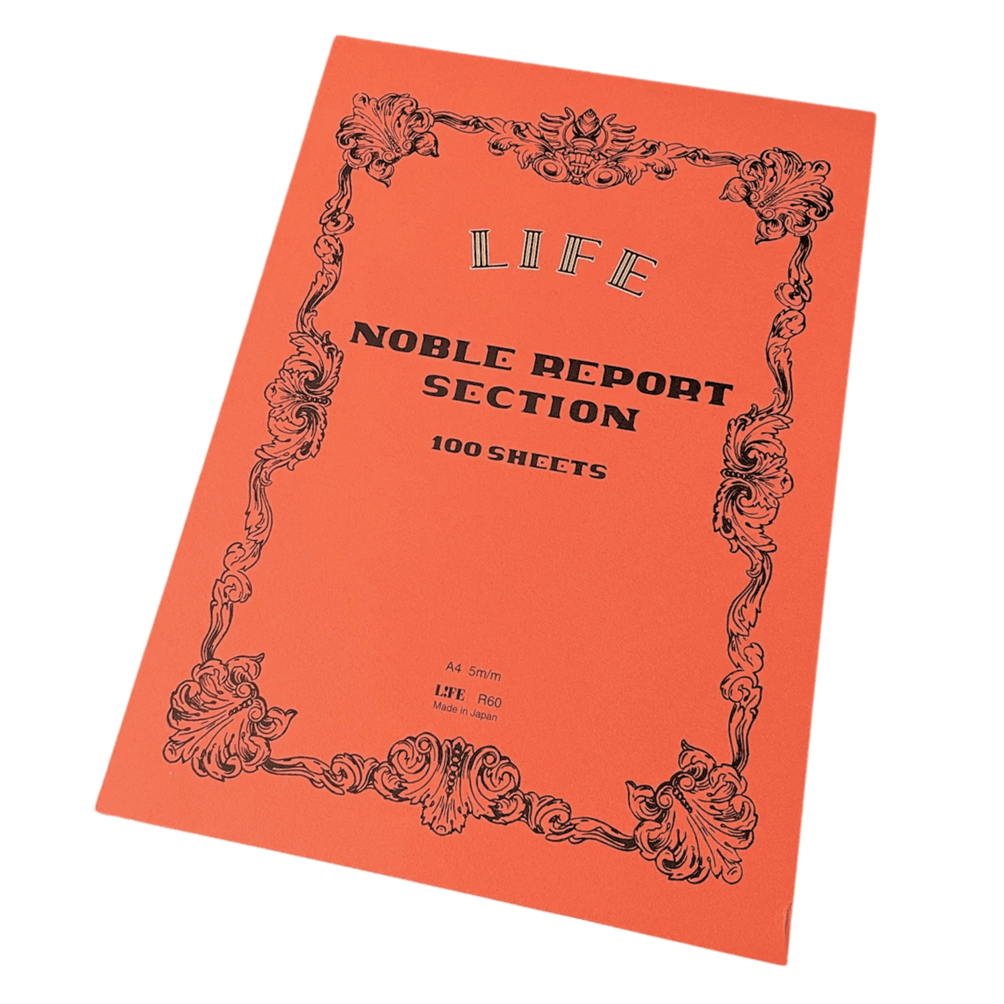 Life Noble Section Notepad [Bound On Top]: 8 in. x 12 in. (Orange Cover, Gridded Pages)