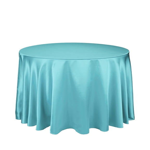 linentablecloth 108-inch round satin tablecloth turquoise