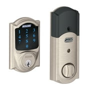 Schlage BE469VCAM619 Satin Nickel Connect Camelot Touchscreen W/Built-In Alarm & Z-Wave