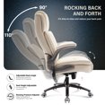 thumbnail image 2 of WOSDOM Big and Tall Office Chair, Beige Leather Office Chair with Flip Up Armrests, Adjustable Lumbar Support, Storage Bags,Home Office Computer Chair for Adults,350LBS, 2 of 8